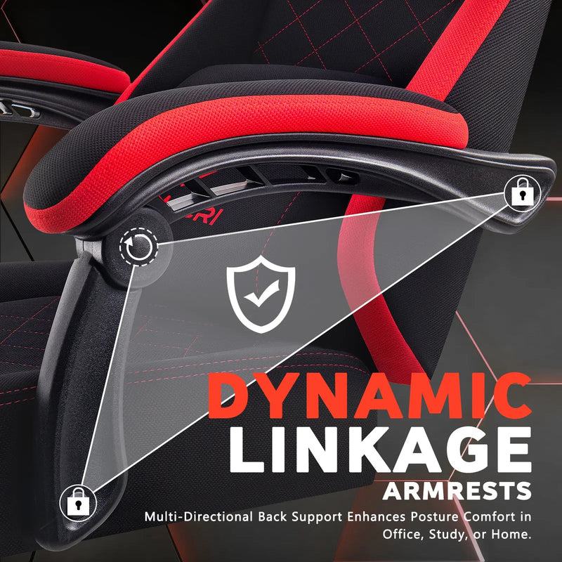 LEMBERI Gaming Chair, Fabric Big and Tall Video Game Chairs for Adults with Footrest,Racing Style Ergonomic Computer Gamer Chair with Headrest and Lumbar Support