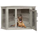 OFIKA Corner Dog Crate Furniture with Metal Mesh DH02