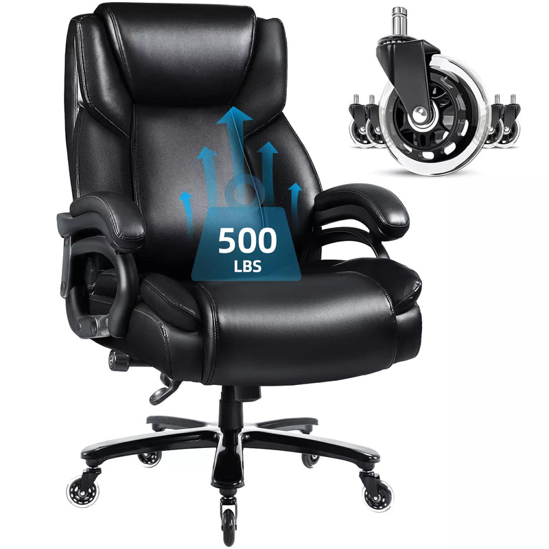 Big & Tall 500lbs Massage Office Chair – Executive PU Leather, Heavy Duty Computer Desk Chair By Costway