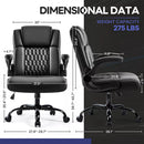OFIKA Leather Office Desk Chair,Ergonomic Office Chair with Lumbar Support,Computer Chair,Executive Leather Chair with Padded Flip-up Arm,Adjustable Armrests, Black