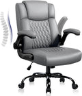 OFIKA Leather Office Desk Chair,Ergonomic Office Chair with Lumbar Support,Computer Chair,Executive Leather Chair with Padded Flip-up Arm,Adjustable Armrests, Black