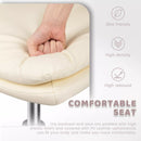 PUKAMI Armless Desk Chair No Wheels,PU Leather Criss Cross Legged for Home Office