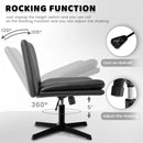 PUKAMI Armless Desk Chair No Wheels,PU Leather Criss Cross Legged for Home Office
