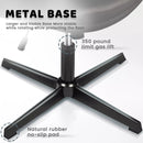 PUKAMI Armless Desk Chair No Wheels,PU Leather Criss Cross Legged for Home Office