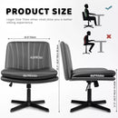 PUKAMI Armless Desk Chair No Wheels,PU Leather Criss Cross Legged for Home Office