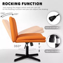PUKAMI Armless Desk Chair No Wheels,PU Leather Criss Cross Legged for Home Office