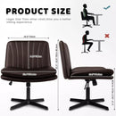 PUKAMI Armless Desk Chair No Wheels,PU Leather Criss Cross Legged for Home Office