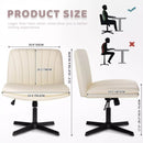 PUKAMI Armless Desk Chair No Wheels,PU Leather Criss Cross Legged for Home Office
