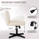 PUKAMI Armless Desk Chair No Wheels,PU Leather Criss Cross Legged for Home Office