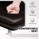 PUKAMI Armless Desk Chair No Wheels,PU Leather Criss Cross Legged for Home Office