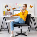 PUKAMI Armless Desk Chair No Wheels,PU Leather Criss Cross Legged for Home Office