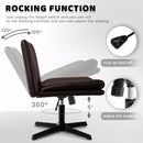 PUKAMI Armless Desk Chair No Wheels,PU Leather Criss Cross Legged for Home Office