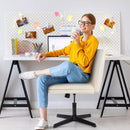 PUKAMI Armless Desk Chair No Wheels,PU Leather Criss Cross Legged for Home Office