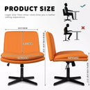 PUKAMI Armless Desk Chair No Wheels,PU Leather Criss Cross Legged for Home Office