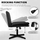 PUKAMI Armless Desk Chair No Wheels,PU Leather Criss Cross Legged for Home Office