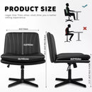 PUKAMI Armless Desk Chair No Wheels,PU Leather Criss Cross Legged for Home Office