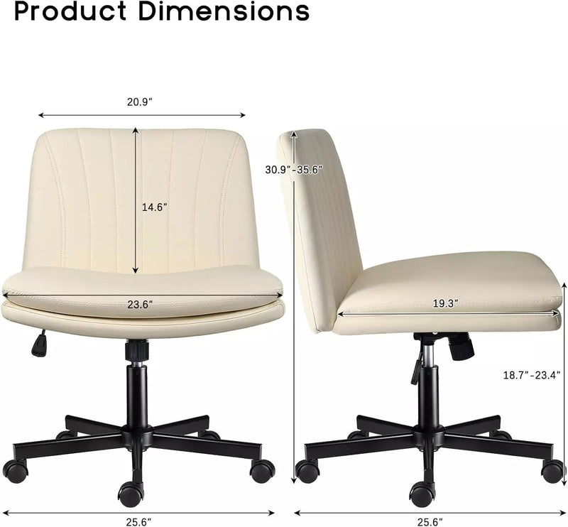 PUKAMI Criss Cross Chair with Wheels,Armless Cross Legged Office Desk Chair