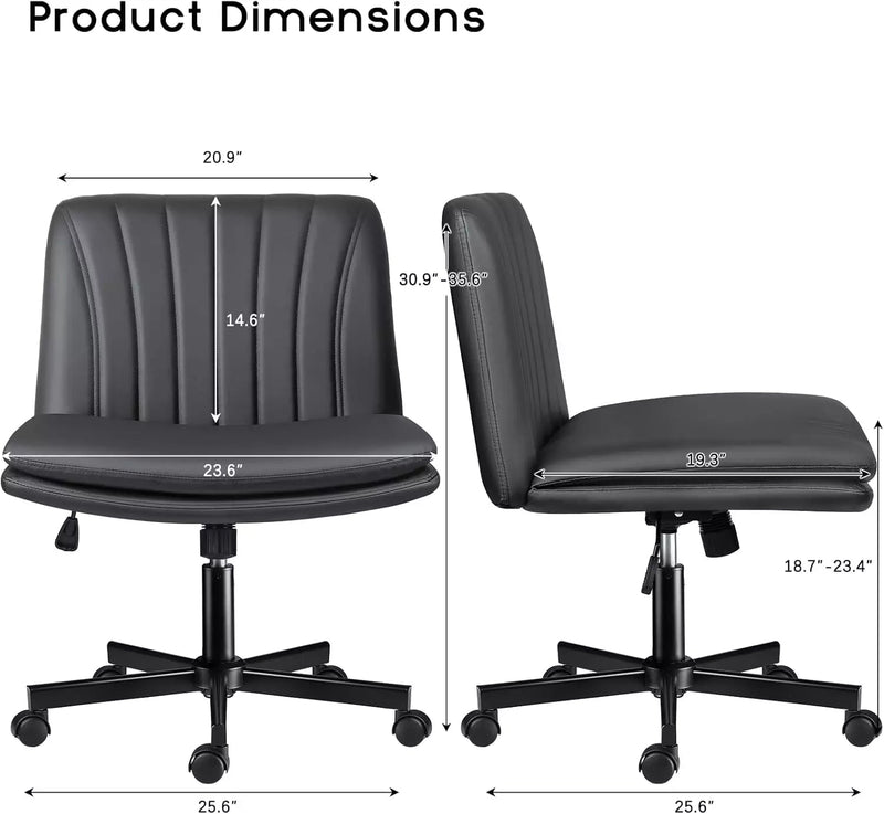 PUKAMI Criss Cross Chair with Wheels,Armless Cross Legged Office Desk Chair