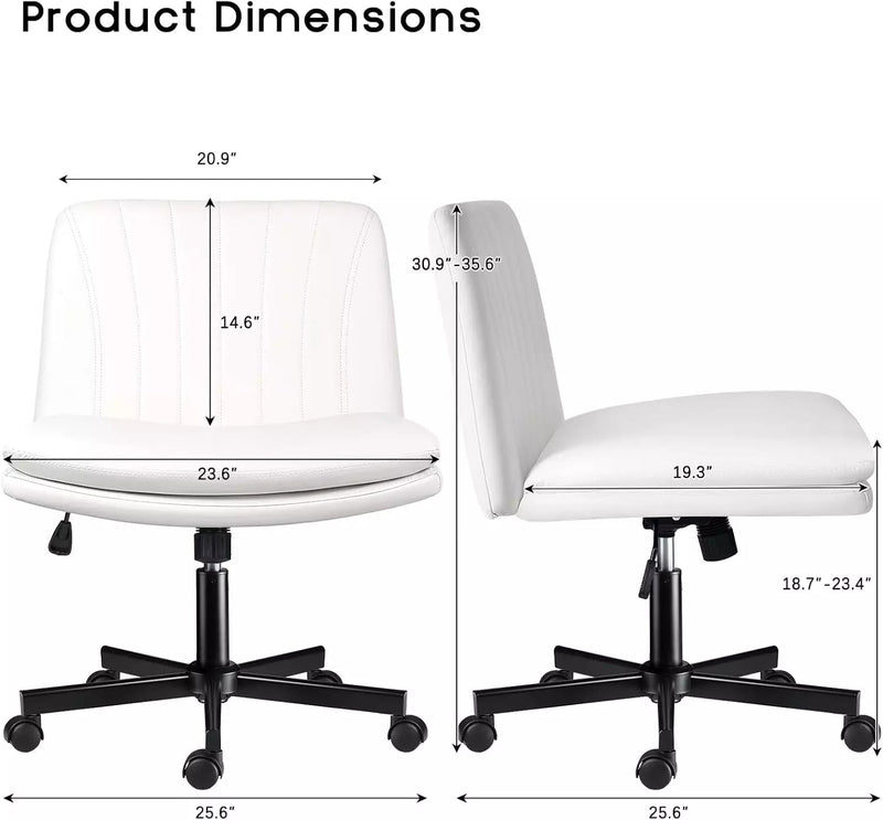 PUKAMI Criss Cross Chair with Wheels,Armless Cross Legged Office Desk Chair