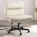 PUKAMI Criss Cross Chair with Wheels,PU Leather Armless Office Chair