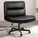 PUKAMI Criss Cross Chair with Wheels,PU Leather Armless Office Chair