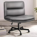 PUKAMI Criss Cross Chair with Wheels,PU Leather Armless Office Chair