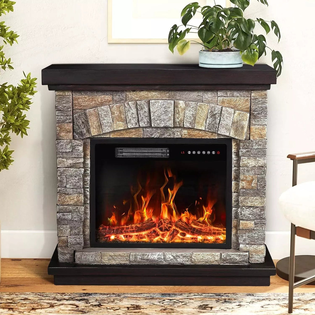 Fireplace Mantel Real Flame Effect Electric Fire PUKAMI Electric