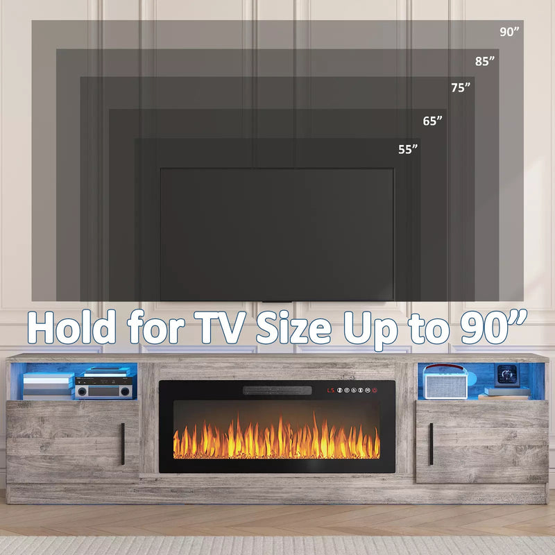 PUKAMI Fireplace TV Stand for TVs Up to 90" TV with 36" Electric Fireplace