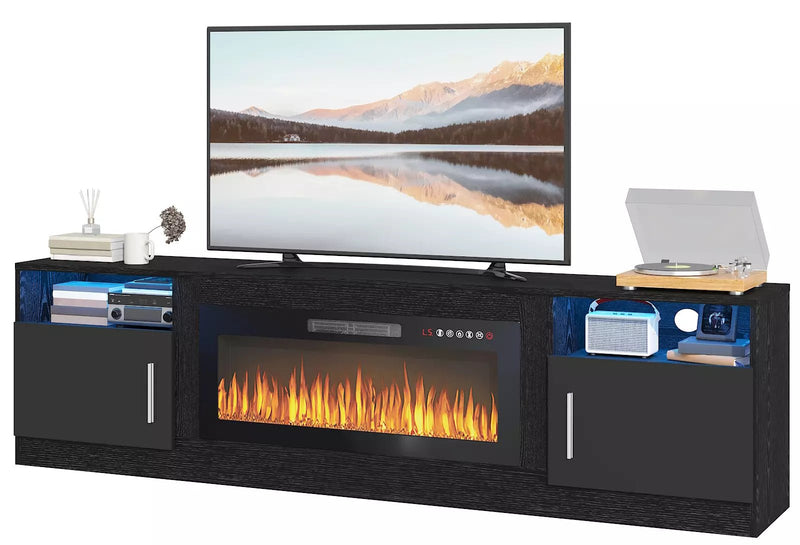 PUKAMI Fireplace TV Stand for TVs Up to 90" TV with 36" Electric Fireplace