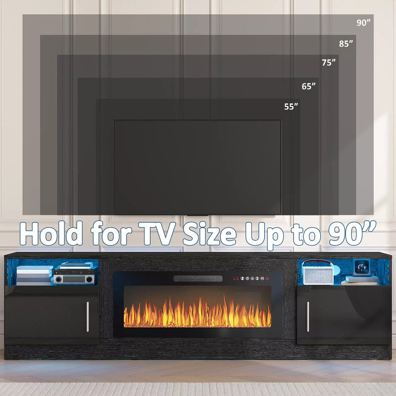 PUKAMI Fireplace TV Stand for TVs Up to 90" TV with 36" Electric Fireplace