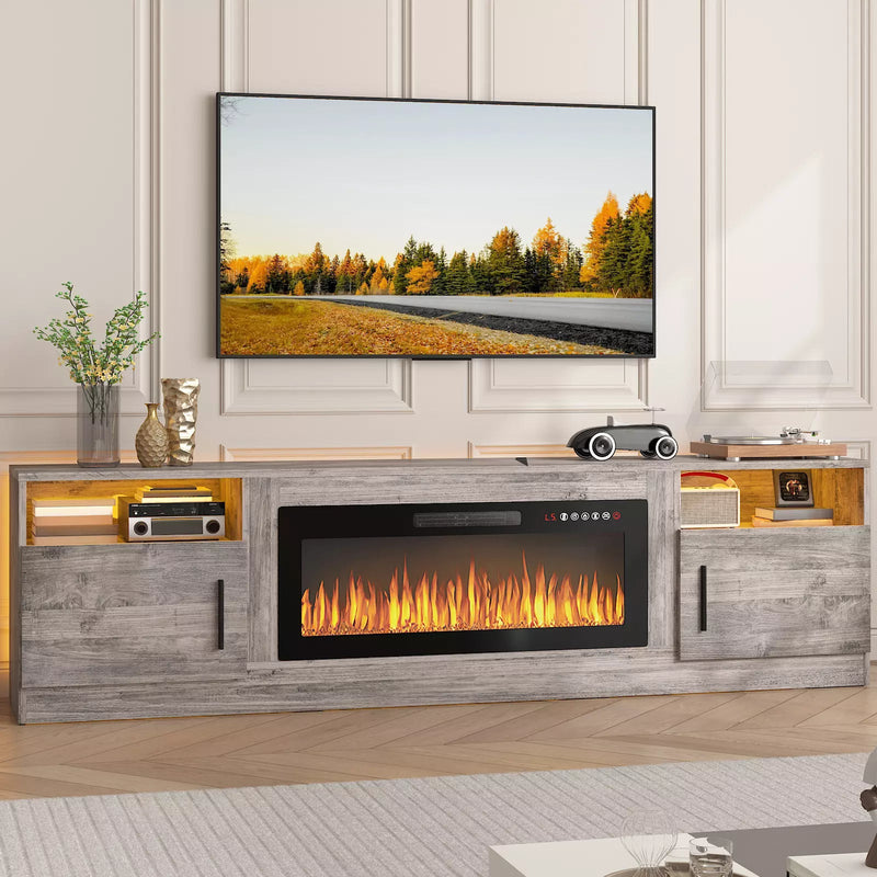 PUKAMI Fireplace TV Stand for TVs Up to 90" TV with 36" Electric Fireplace