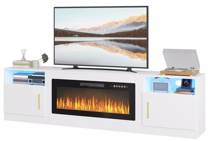 PUKAMI Fireplace TV Stand for TVs Up to 90" TV with 36" Electric Fireplace