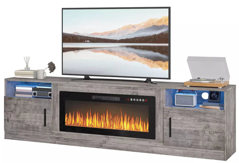 PUKAMI Fireplace TV Stand for TVs Up to 90" TV with 36" Electric Fireplace