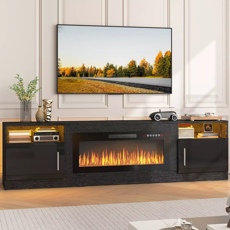 PUKAMI Fireplace TV Stand for TVs Up to 90" TV with 36" Electric Fireplace