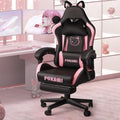 PUKAMI Gaming Chair with Cat Ears and Cat Paw Cushion Pillow