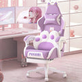 PUKAMI Gaming Chair with Cat Ears and Cat Paw Cushion Pillow