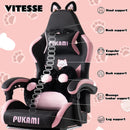 PUKAMI Gaming Chair with Cat Ears and Cat Paw Cushion Pillow
