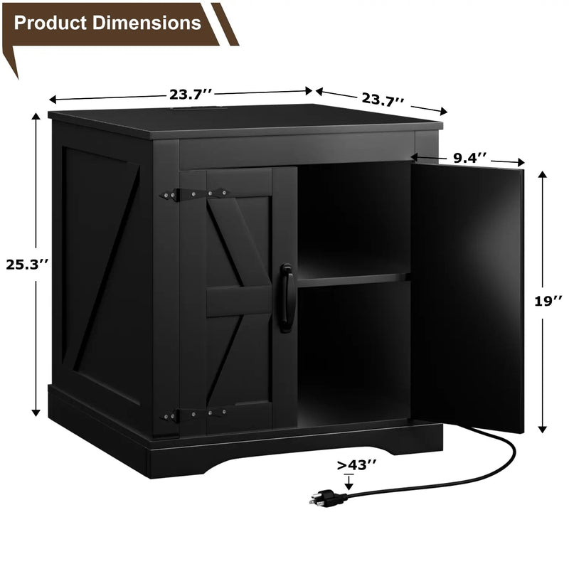 VITESSE 24" Large Sofa Side Table with Charging Station