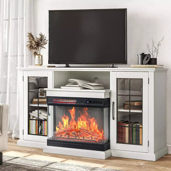 Vitesse 3-Sided Glass Fireplace TV Stand for TVs up to 65''