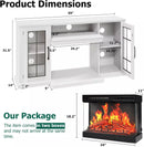 Vitesse 3-Sided Glass Fireplace TV Stand for TVs up to 65''