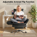 VITESSE 400lbs Executive Office Chair with Footrest, Ergonomic Leather Desk Chair with 180° Flip Armrests for Cross-Legged Sitting & 135° Reclining Back