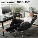 VITESSE 400lbs Executive Office Chair with Footrest, Ergonomic Leather Desk Chair with 180° Flip Armrests for Cross-Legged Sitting & 135° Reclining Back