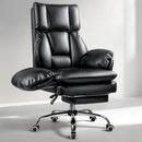 VITESSE 400lbs Executive Office Chair with Footrest, Ergonomic Leather Desk Chair with 180° Flip Armrests for Cross-Legged Sitting & 135° Reclining Back