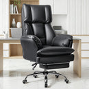 VITESSE 400lbs Executive Office Chair with Footrest, Ergonomic Leather Desk Chair with 180° Flip Armrests for Cross-Legged Sitting & 135° Reclining Back