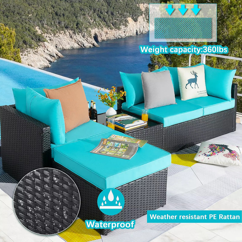 Vitesse 5 Pieces Patio Furniture Sets, Outdoor Sectional Sofa