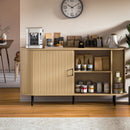 VITESSE 55" Wood Buffet Sideboard Cabinet with Storage, Mid-Century Modern Coffee Bar Cabinet