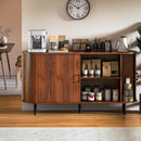 VITESSE 55" Wood Buffet Sideboard Cabinet with Storage, Mid-Century Modern Coffee Bar Cabinet