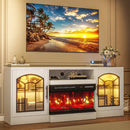 VITESSE 60'' Fireplace TV Stand,3 Sided Glass Media Entertainment Center Console Table for TVs up to 70'' with Storage Drawers & Cabinets with LED Flame and Lights for Living Room