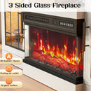 VITESSE 60'' Fireplace TV Stand,3 Sided Glass Media Entertainment Center Console Table for TVs up to 70'' with Storage Drawers & Cabinets with LED Flame and Lights for Living Room