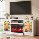 VITESSE 60'' Fireplace TV Stand,3 Sided Glass Media Entertainment Center Console Table for TVs up to 70'' with Storage Drawers & Cabinets with LED Flame and Lights for Living Room